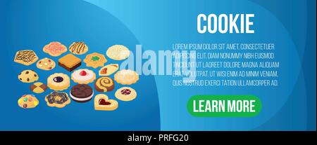 Cookie concept banner, isometric style Stock Vector