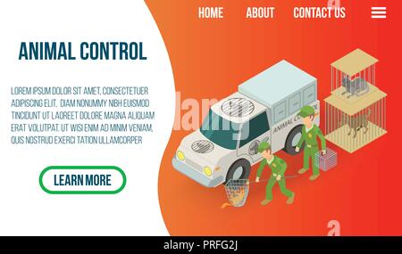 Animal control concept banner, isometric style Stock Vector