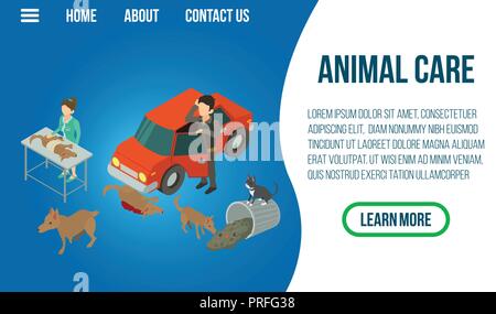 Animal care concept banner, isometric style Stock Vector