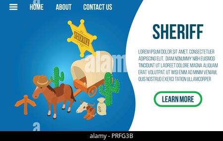Sheriff concept banner, isometric style Stock Vector