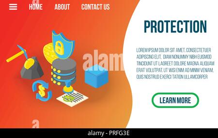 Protection concept banner, isometric style Stock Vector