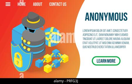 Anonymous concept banner, isometric style Stock Vector