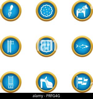 Westerner icons set, flat style Stock Vector
