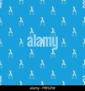 Grape scissors pattern vector seamless blue Stock Vector