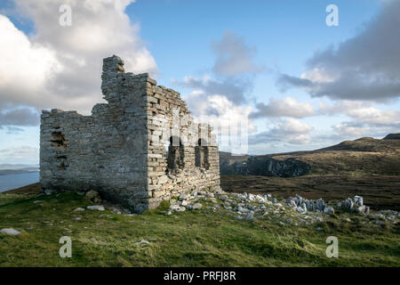 This is the ruins of the old lookout at Horn Head in Donegal Ireland Stock Photo