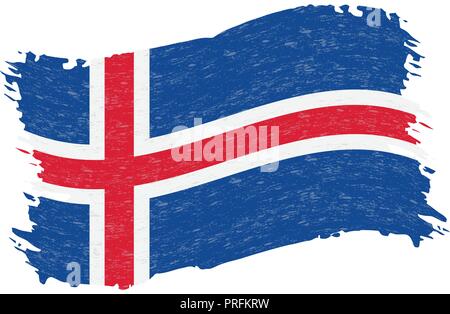 Flag of Iceland, Grunge Abstract Brush Stroke Isolated On A White Background. Vector Illustration. Stock Vector
