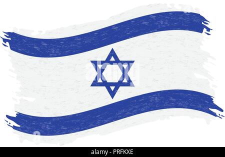 Flag of Israel, Grunge Abstract Brush Stroke Isolated On A White Background. Vector Illustration. Stock Vector