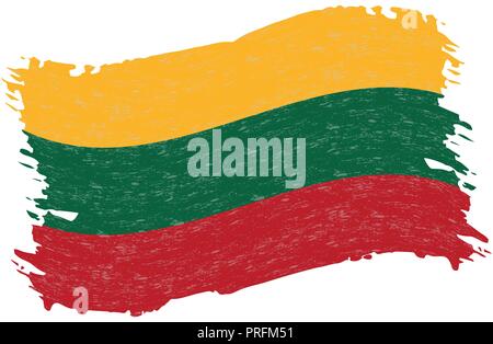 Flag of Lithuania, Grunge Abstract Brush Stroke Isolated On A White Background. Vector Illustration. Stock Vector
