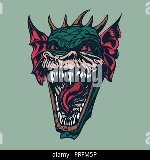 angry dragon head illustration. vector Illustration Stock Vector