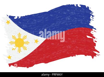 Flag of Philippines, Grunge Abstract Brush Stroke Isolated On A White Background. Vector Illustration. Stock Vector