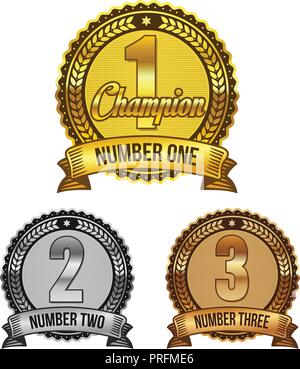 ranking medal icon illustration set. from 1st place to 3rd place. 3 ...
