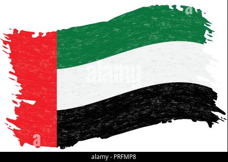 Flag of United Arab Emirates, Grunge Abstract Brush Stroke Isolated On A White Background. Vector Illustration. Stock Vector