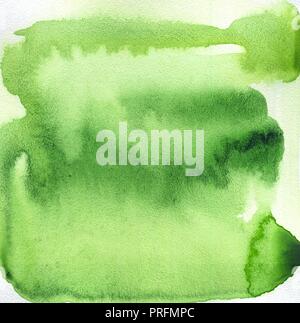 Watercolor background with paint green flow. Organic color. Salad abstract watercolour shape used for magazine, book, poster, card, cover or web pages Stock Photo
