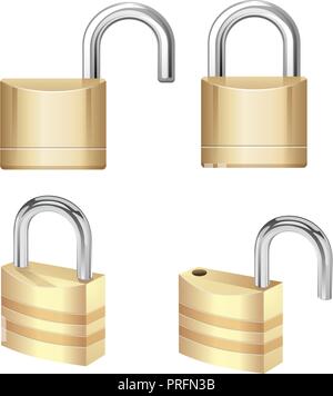 Realistic Padlock Illustration. Closed lock security icon isolated on white Stock Vector