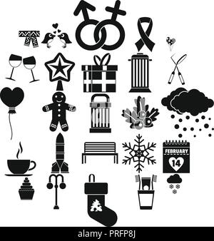 Holiday icons set, simple style Stock Vector