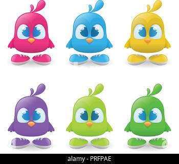 Set of funny bird characters Stock Vector