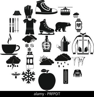 Outdoor icons set, simple style Stock Vector