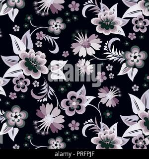 Vector set of floral corners on black background Stock Vector