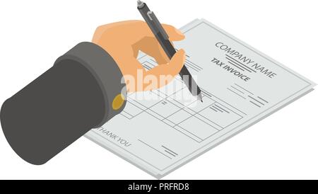 Sign tax invoice icon, isometric style Stock Vector