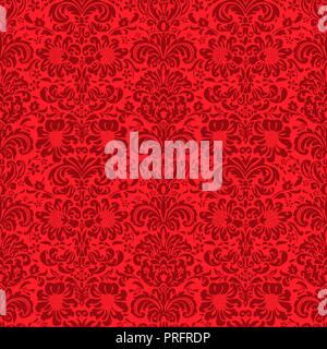 seamless luxury ornamental background. Red  Damask seamless floral pattern. Royal wallpaper. Stock Vector