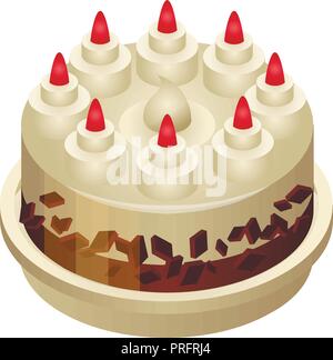 Birthday cake icon, isometric style Stock Vector
