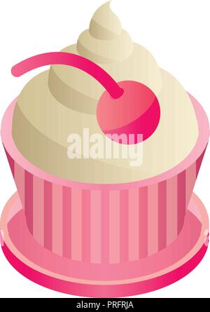 Cupcake icon, isometric style Stock Vector