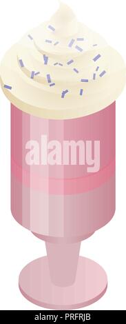 Glass ice cream icon, isometric style Stock Vector