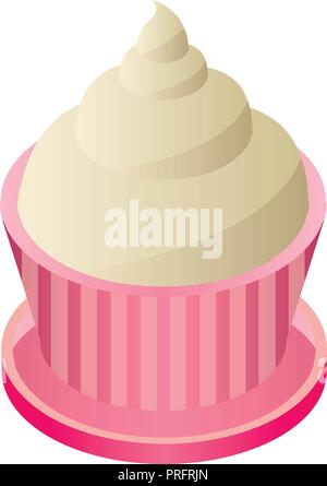 Cream cupcake icon, isometric style Stock Vector