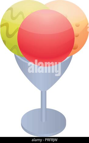 Ice cream balls icon, isometric style Stock Vector