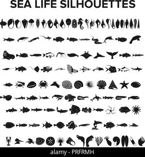 Sea life collection - vector illustration Stock Vector