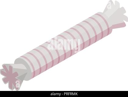 Long white bonbon icon, isometric style Stock Vector