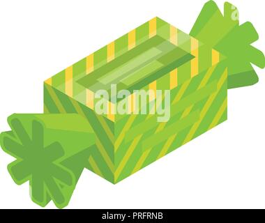 Green bonbon icon, isometric style Stock Vector