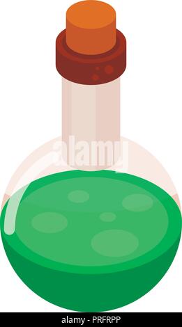 Green potion icon, isometric style Stock Vector