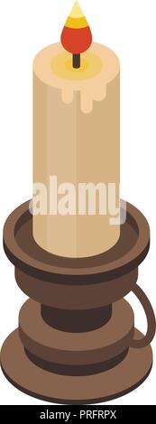 Burning candle icon, isometric style Stock Vector