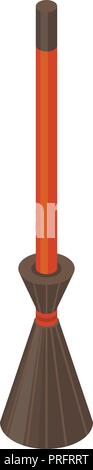 Witch broom icon, isometric style Stock Vector