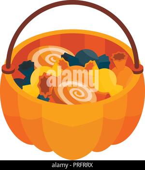Halloween candy basket icon, isometric style Stock Vector
