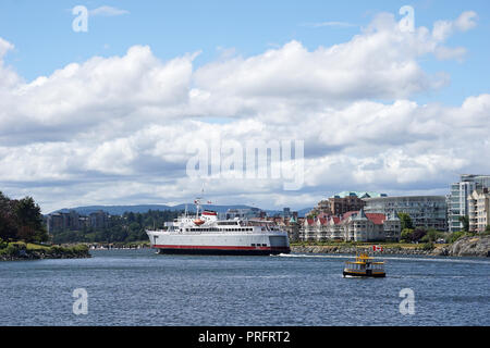 Ferry leaving Victoria Inner Harbour, Vancouver Island, BC, Canada