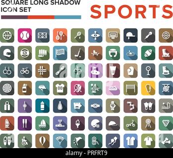 sport icons set in flat design with long shadow Stock Vector