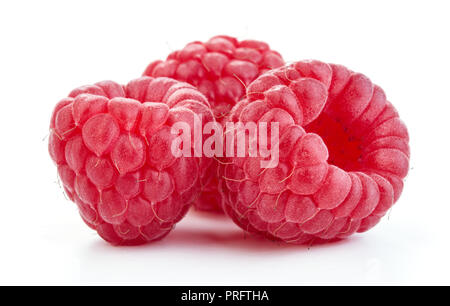 ripe raspberry fruits isolated on white background Stock Photo