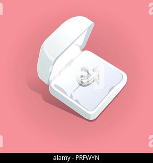 Rings and boxes Close up Isolated on White Background Stock Vector