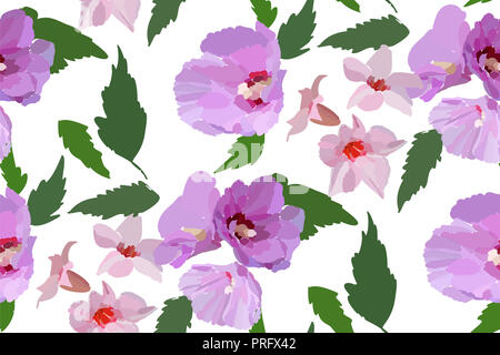 Floral seamless pattern with different flowers and leaves. Botanical  illustration hand painted. Textile print, fabric swatch, wrapping paper  Stock Photo - Alamy
