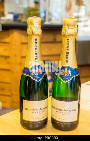 Two half-bottles of Bernard Massard 'Selection demi-sec' sparkling wine, Esch-sur-Sûre, Grand Duchy of Luxembourg Stock Photo