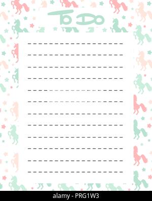 Weekly planner and to do list with cute unicorns,adorable fairy tail ...