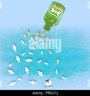 bottle with fish oil capsules Stock Photo