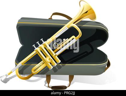 Golden trumpet icon. Cartoon brass music instrument Stock Vector Image &  Art - Alamy