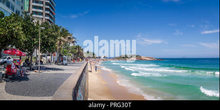 Panoramic view of Arpoador Beach and Stone - Rio de Janeiro, Brazil Stock Photo