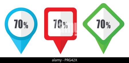 Live chat red, blue and green vector pointers icons. Set of colorful location markers isolated on white background easy to edit. Stock Vector