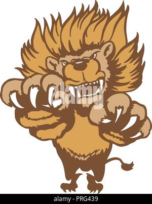 Fully editable illustration of a roaring cartoon Lion. Vector Illustration. Stock Vector