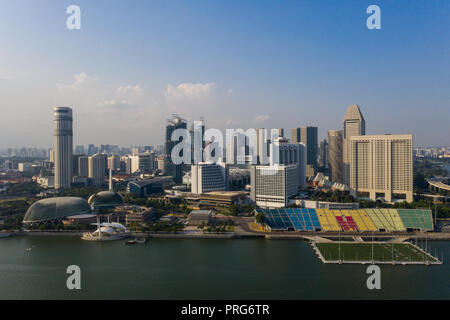 Aerial view of Raffles Ave city area that is built with modern buildings in Singapore. Stock Photo