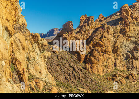 Volcano Teide and lava scenery in Teide National Park, Rocky volcanic landscape of the caldera of Teide national park in Tenerife, Canary Islands, Spa Stock Photo